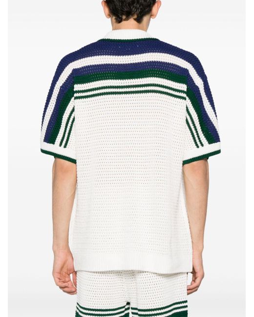 Casablancabrand Blue Striped Crochet-knit Shirt for men