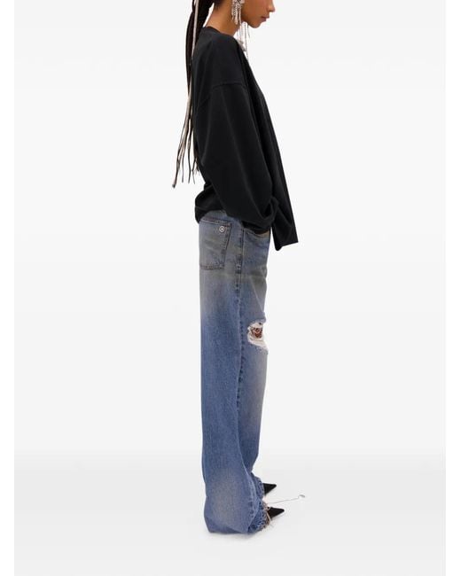 Area Black Crystal-Knot Cut-Out T-Shirt