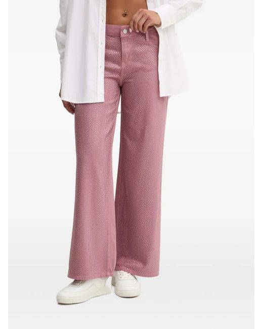 Guess Pink Rhinestone-Embellished Denim Jeans
