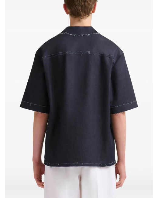 Marni Blue Short-Sleeved Denim Shirt for men