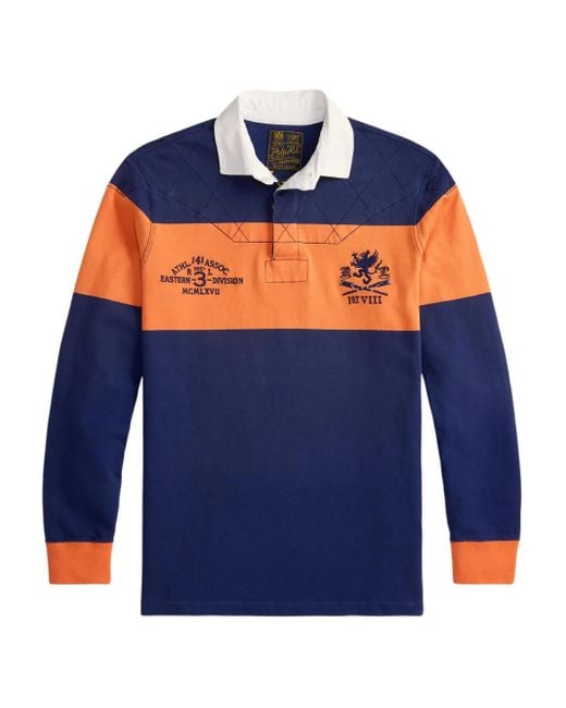 Polo Ralph Lauren Blue Stripe-Detail Long-Sleeved Polo Shirt for men
