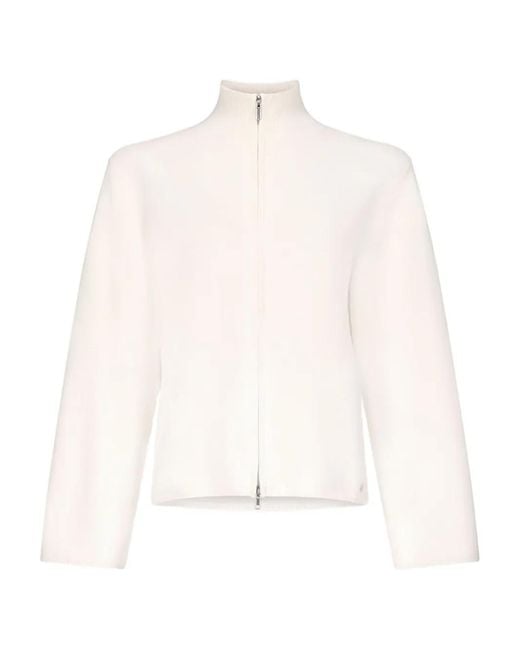 Loulou de Saison White Gabi Zipped Stand-Collar Cardigan