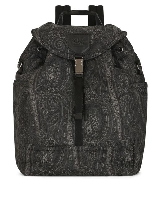 メンズ Etro Pegaso ペイズリー バックパック Black