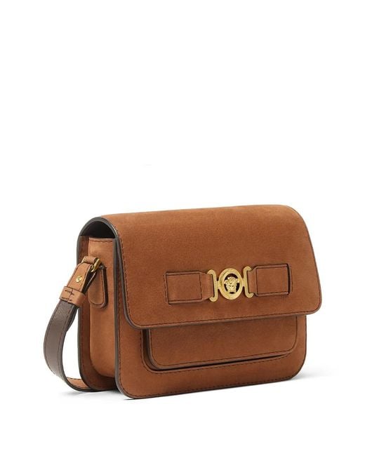 Versace Brown Medusa Biggie Leather Shoulder Bag for men