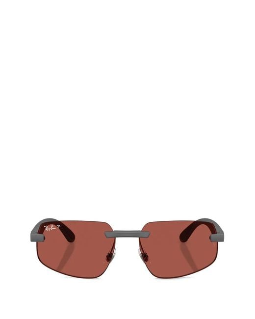 Ray-Ban Pink Geometric-Frame Rimless Sunglasses