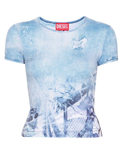DIESEL Blue Abstract-print T-shirt