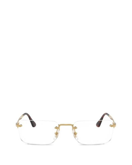 Persol White Rimless Rectangle-Frame Glasses
