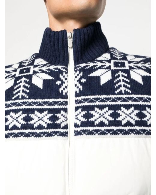 Brunello Cucinelli Blue Fair Isle Panelled Gilet for men