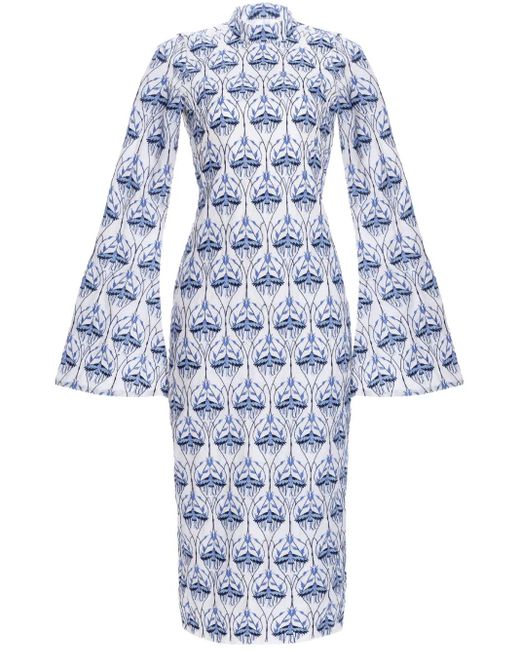 Abito Midi Marie Con Ricamo di Agua Bendita in Blue