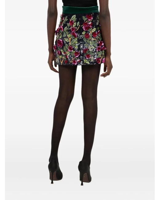 Roberto Cavalli Green Sequin Floral Embroidered Skirt