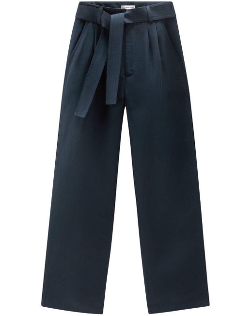Pantaloni dritti con cintura di Woolrich in Blue
