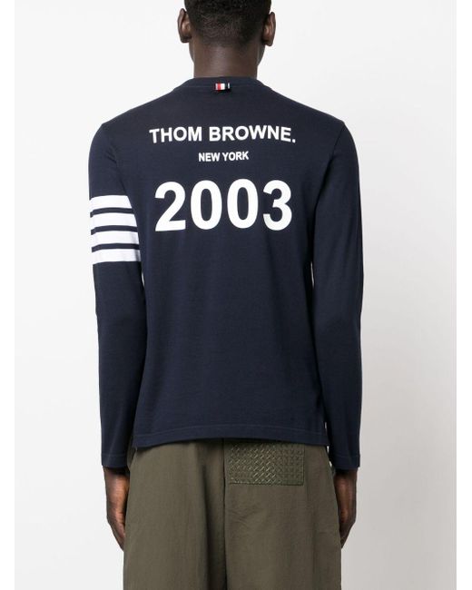 T-shirt con dettaglio a 4 righe di Thom Browne in Blue da Uomo