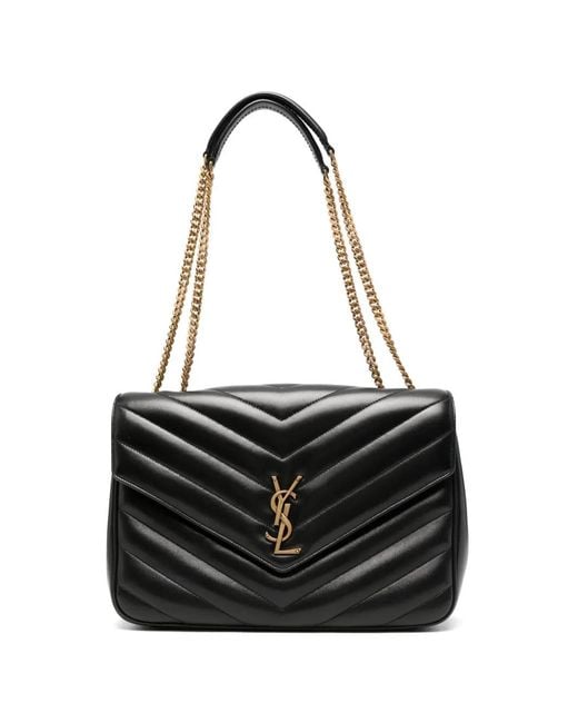 Saint Laurent Black Loulou Matelassé Shoulder Bag