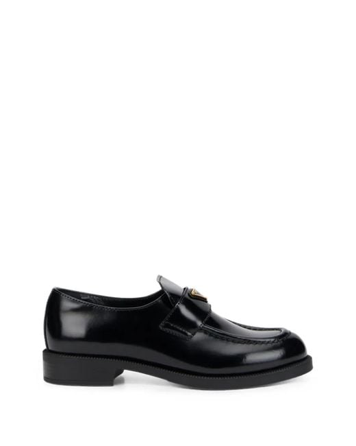 Prada Black Brushed Leather Loafers