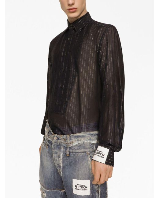 Dolce & Gabbana Black Striped Long-sleeved Shirt for men
