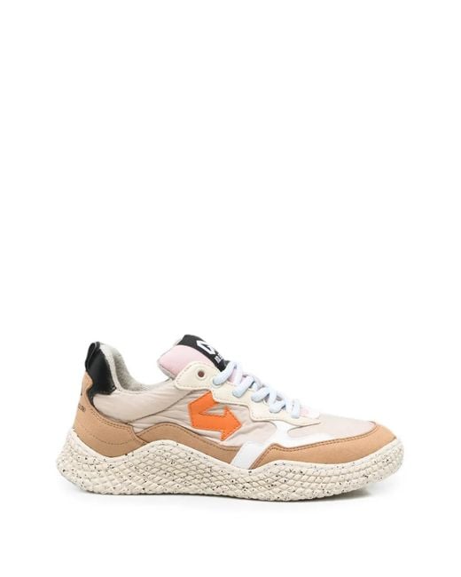 ID EIGHT White Hana Panelled Logo-Patch Sneakers