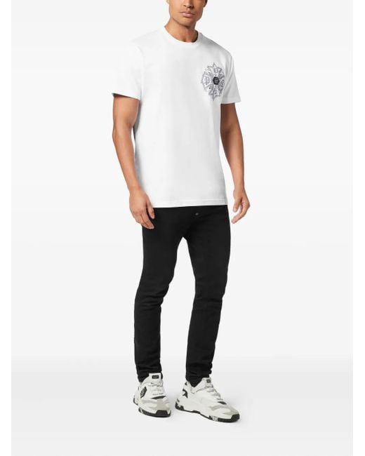 Philipp Plein White Logo-Appliqué T-Shirt for men