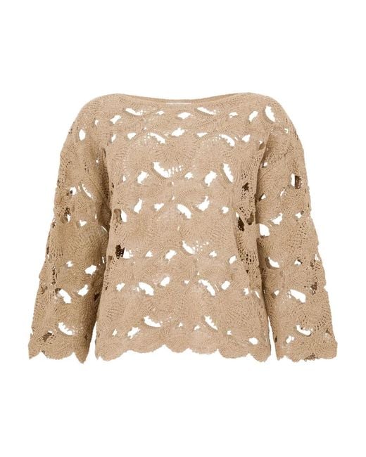 Kangra Natural Crochet-Knit Top