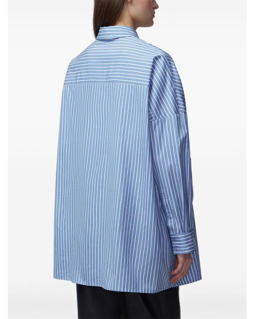 12 STOREEZ Blue Striped Cotton Shirt