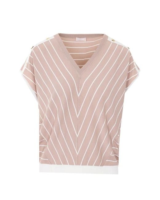 Liu Jo Pink Striped Detail T-Shirt