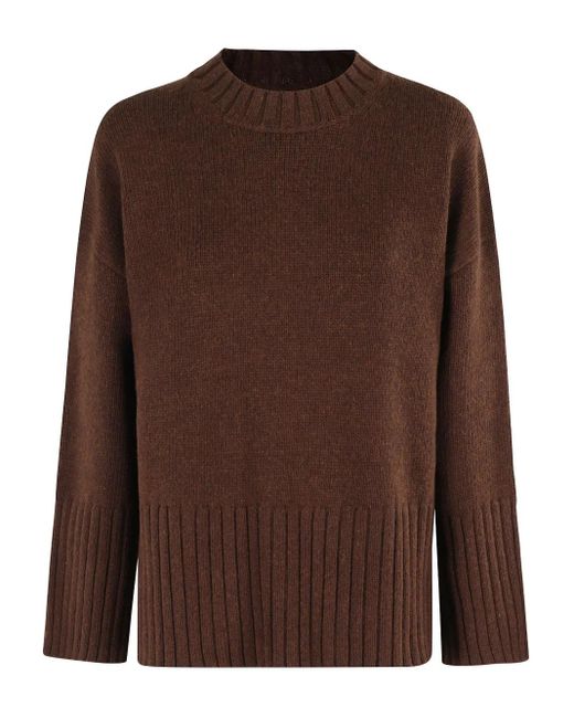 Barbour Brown Ribbed-Knit Crew-Neck Sweater