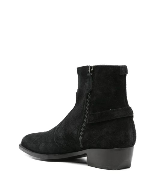 Lidfort Black Buckle-Detail Suede Boots for men
