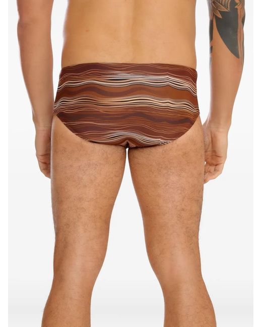 Amir Slama Brown Striped Swim Trunks for men