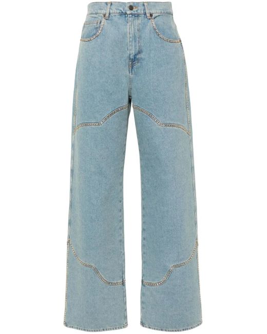 GIUSEPPE DI MORABITO Blue High-Rise Straight-Leg Jeans