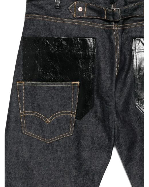 Junya Watanabe Gray Leather-Patch Jeans for men