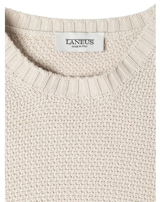 Laneus White Crew-Neck Knitted Sweater
