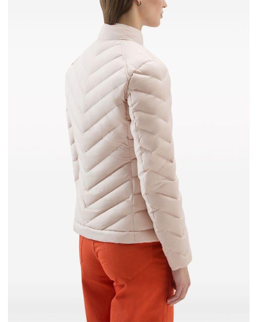 Woolrich hooded chevron-quilted puffer jacket - Yellow