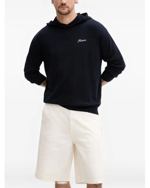 From Future Black Embroidery-Logo Hoodie for men