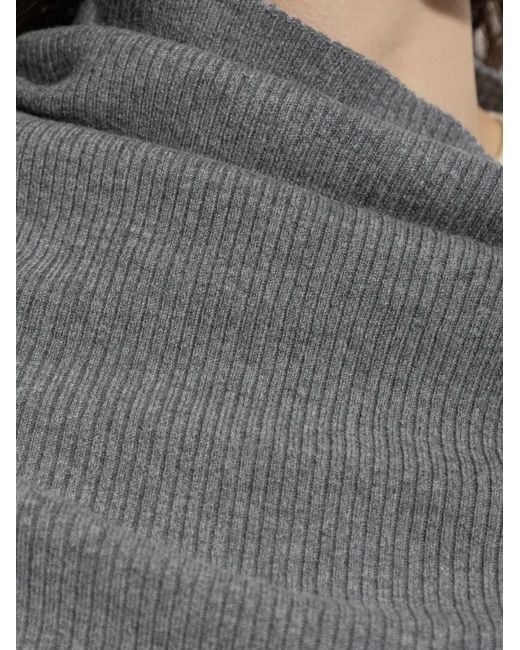 Lisa Yang Gray Agie Ribbed Draped Knitted Top