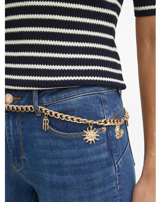 Fracomina Blue Frayed Flared Cotton Jeans