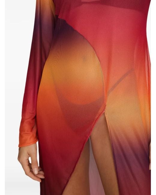 Amir Slama Red X Tati Barbieri Ombré-Effect Asymmetric Beach Cover-Up