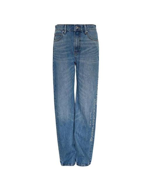 Alexander Wang Blue Hotfix-Logo Jeans