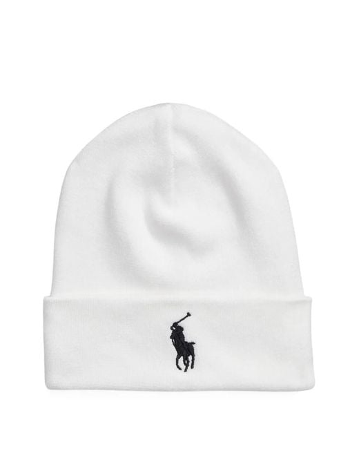Polo Ralph Lauren White Logo-Detail Beanie Hat for men