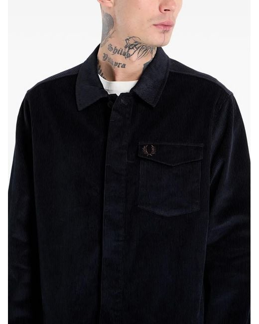 Fred Perry Black Corduroy Overshirt for men
