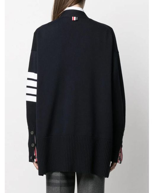 Thom Browne Blue Oversized 4-bar Stripe Cardigan