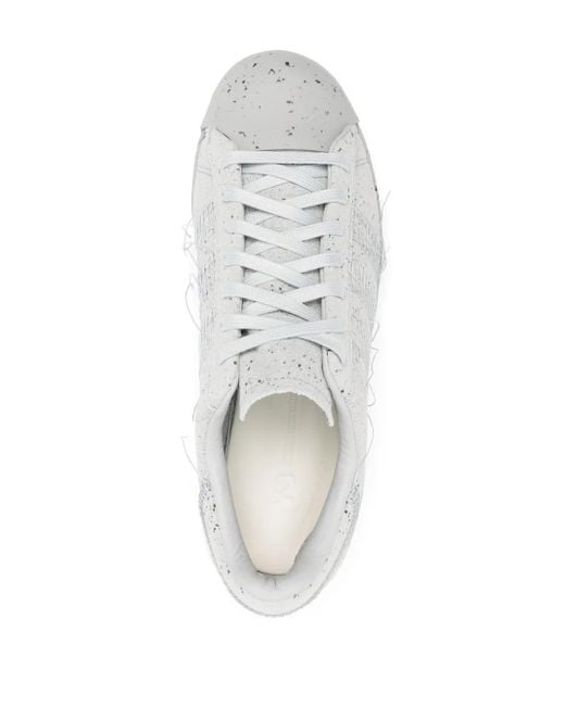 Y-3 White Superstar Exposed-Seam Suede Sneakers