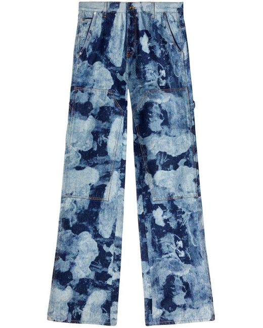 Off-White c/o Virgil Abloh Rmd Landscape-print Wide-leg Jeans in Blue ...