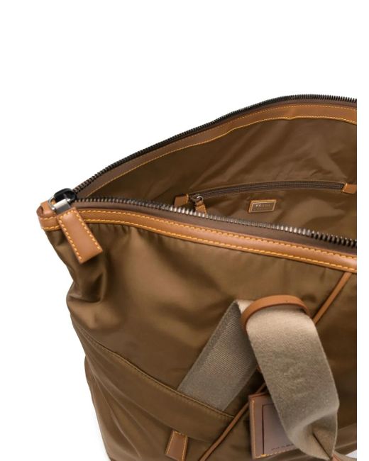 Prada Brown Triangle-Logo Duffle Bag