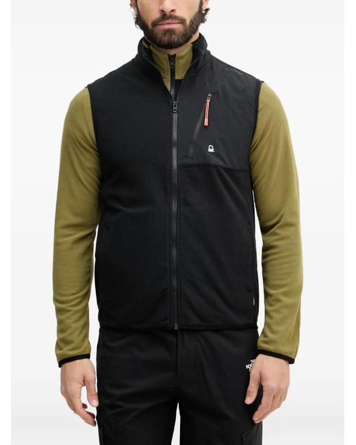 Benetton Black Logo-Patch Zip-Up Vest for men