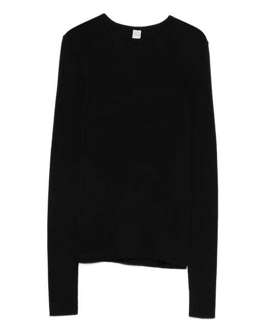 Totême Black Compact Cotton Top