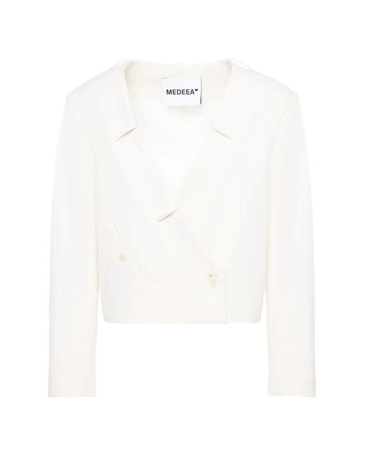 MEDEA White Waistband-Collar Jacket