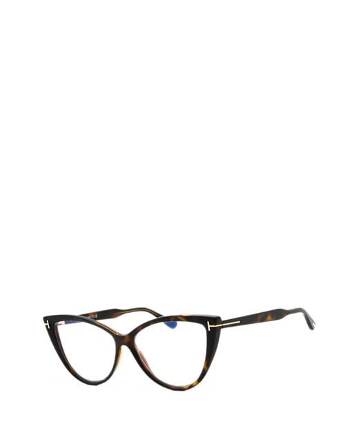 Tom Ford Black Tortoiseshell-Effect Cat-Eye Glasses