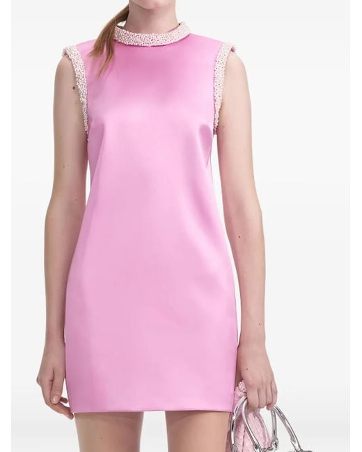 Self-Portrait Pink Round-Neck Mini Dress