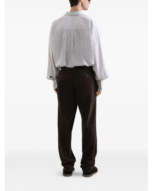 Dolce & Gabbana White Striped Long-Sleeve Shirt for men