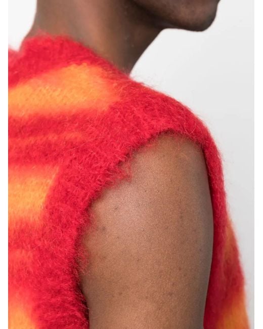 Marni Red Brushed-Mohair Striped Vest for men