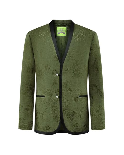 Shanghai Tang Green Single-Breasted Blazer for men